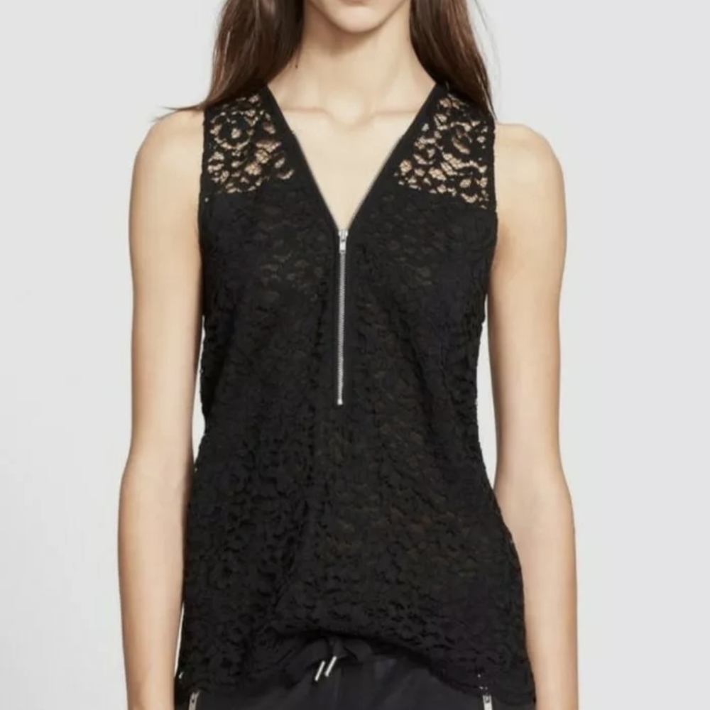 The Kooples top Lace Zip Front black size small